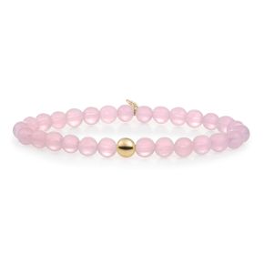 SJ armband rose quartz 6mm geel verguld SBG-GEM13-ADD-6MM
