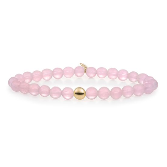 SJ armband rose quartz 6mm geel verguld SBG-GEM13-ADD-6MM