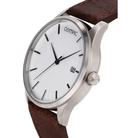 Olympic horloge heren staal/leer OL89HSL043