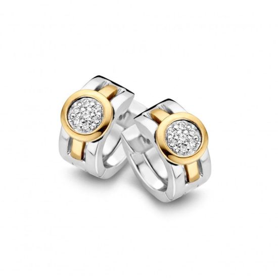 Zilveren/goud oorringen zirkonia OF625959