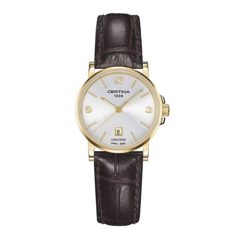 Certina DS Caimano horloge dames geel pvd/leer C0172103603700