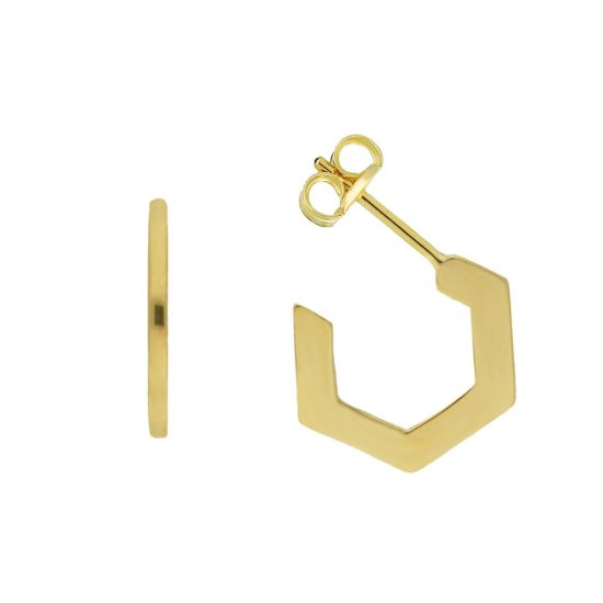 Gouden oorstekers halfrond hoekig JKE20.037