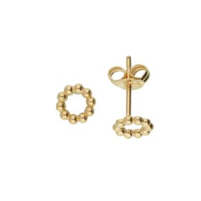 Gouden oorstekers open cirkel bolletjes JKE20.060
