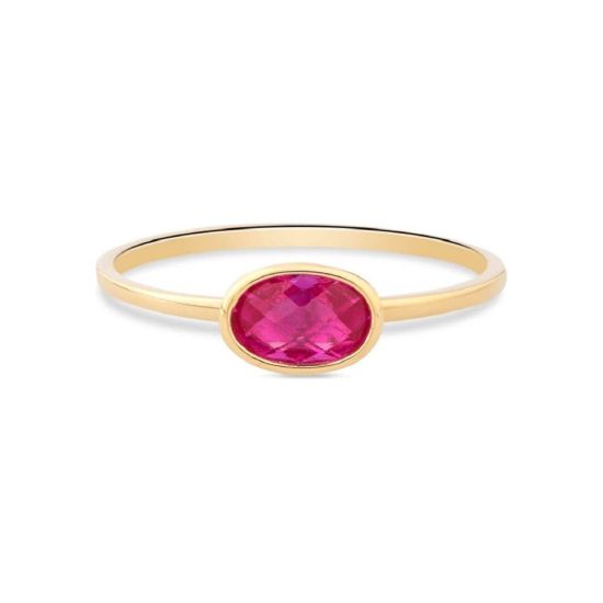 Gouden ring ovale zirkonia roze mt54 RDC01-4308-03