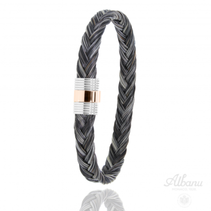 Albanu staal/gouden armband met paardenhaar 19cm 9mm