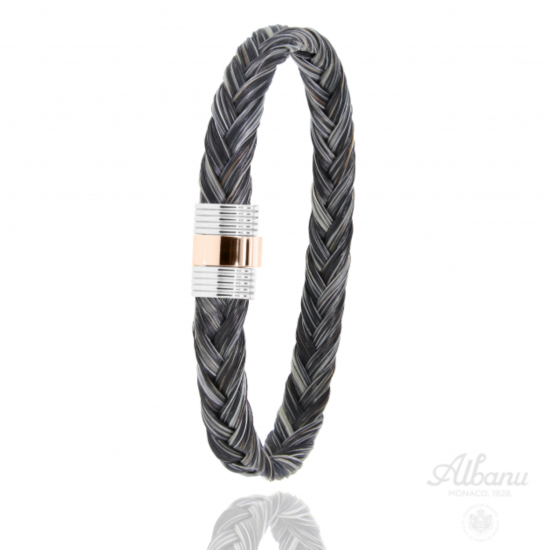 Albanu staal/gouden armband met paardenhaar 19cm 9mm