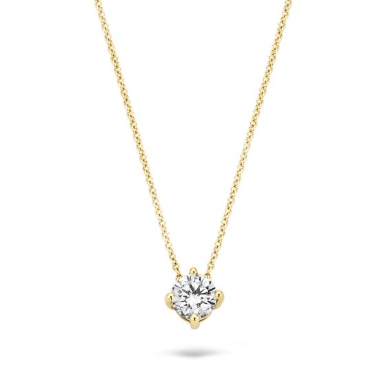 Gouden collier zirkonia 4mm 3057YZI