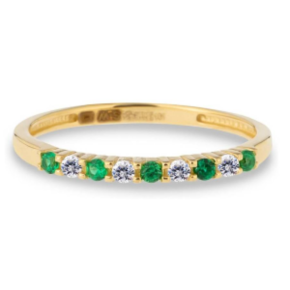 Gouden ring memoire zirkonia wit-groen mt54 SWBR10328-Y26