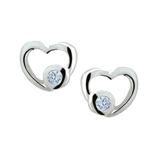 Zilveren oorstekers hartje blauw 1011156