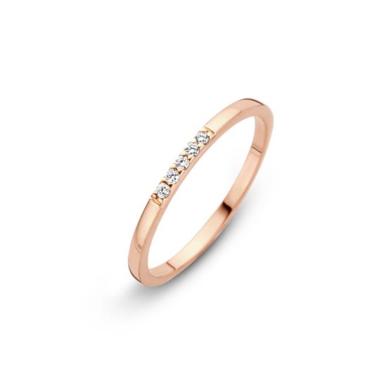 Roodgouden ring 5x0.01crt mt 17