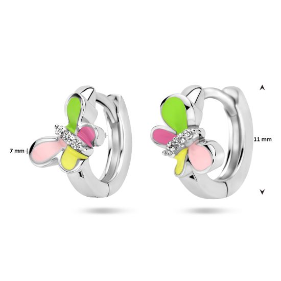 Zilveren oorringen vlinder multi color 11x7mm 1336983