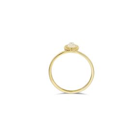 Gouden ring met parelmoer en pure kwarts mt 56 1239YMQ/56