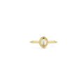 Gouden ring met parelmoer en pure kwarts mt 56 1239YMQ/56