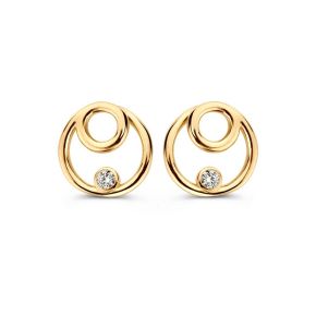 Gouden oorstekers cirkel zirkonia OE127714