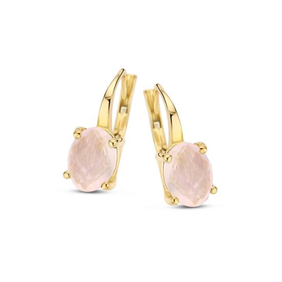 Jarrèl gouden oorhangers rose kwarts 4Y6127RQS
