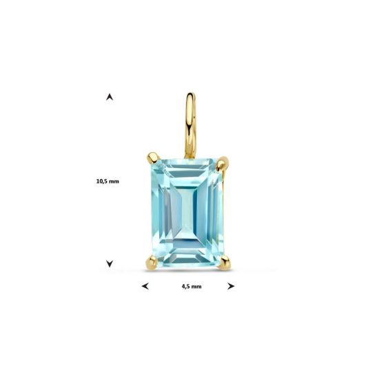 Gouden hanger blauw topaas 4x6mm 4028351