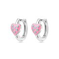 ZIlveren oorringen hartje roze/blauw 1339084