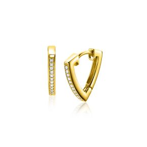 Zilveren oorringen geel verguld zirkonia 14mm ZIO2607