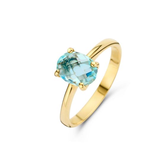 Jarrèl gouden ring met blauw topaas | 4Y6119TOS-55