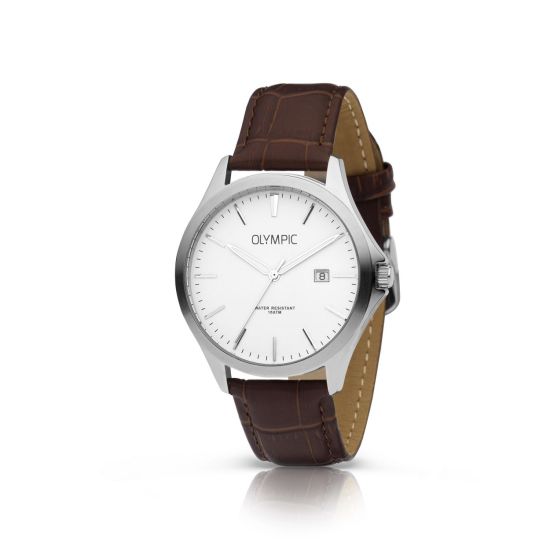 Olympic horloge heren staal/leer OL72HSL067