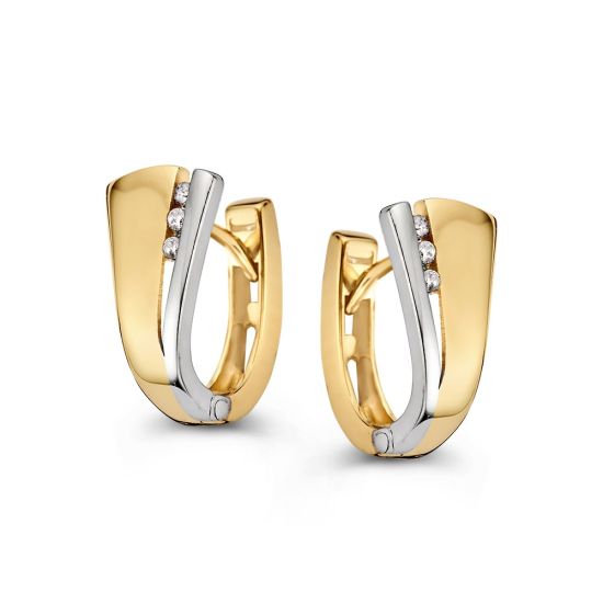 Gouden oorringen bicolor zirkonia OM427766