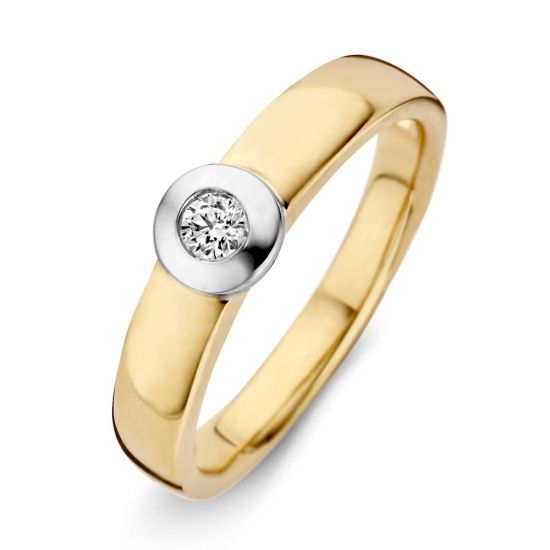 Gouden ring bicolor 0.12 H/SI mt18