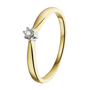 Gouden ring solitaire 0.05 mt 17.5