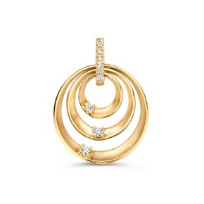 Gouden hanger 3x cirkel mat/glans zirkonia HH128034