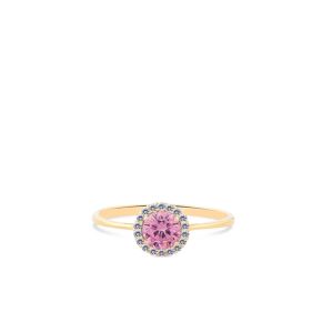 Gouden ring entourage zirkonia wit-rose mt54 SWAR10233-Y18