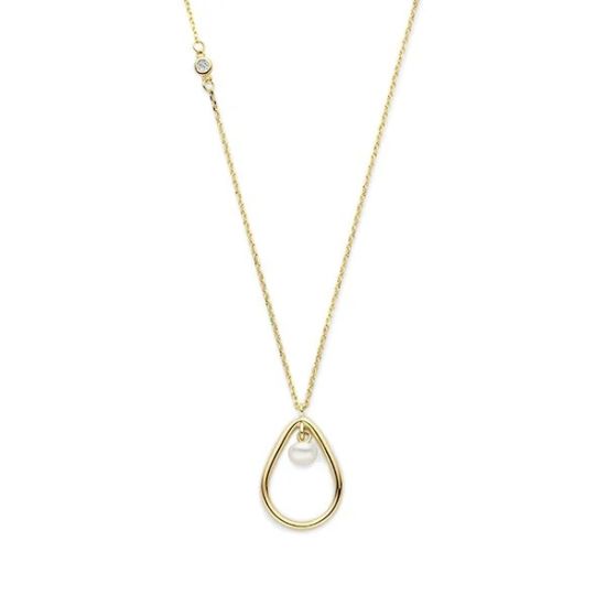 Gouden collier zoetwaterparel en zirkonia SWEN10276-Y14
