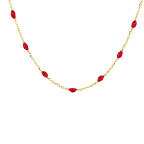 Gouden collier met rode resin 3162YRR