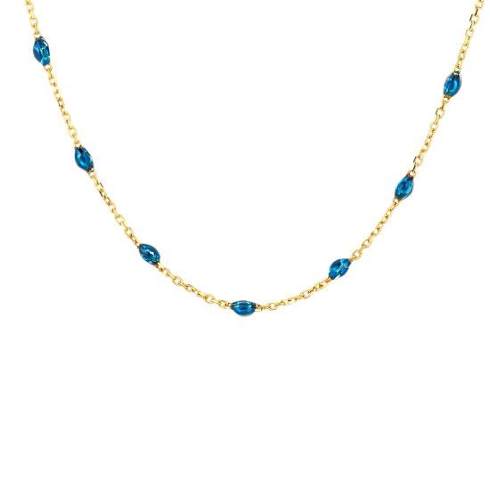 Gouden collier met blauwe resin 3162YRB