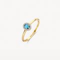 Gouden ring london blauwtopaas en zirkonia mt 54 1258YLB/54