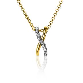 Zilveren hanger bicolor zirkonia ZIH2234