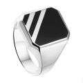 Zilveren ring onyx massief mt22 1013992