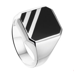 Zilveren ring onyx massief mt22 1013992