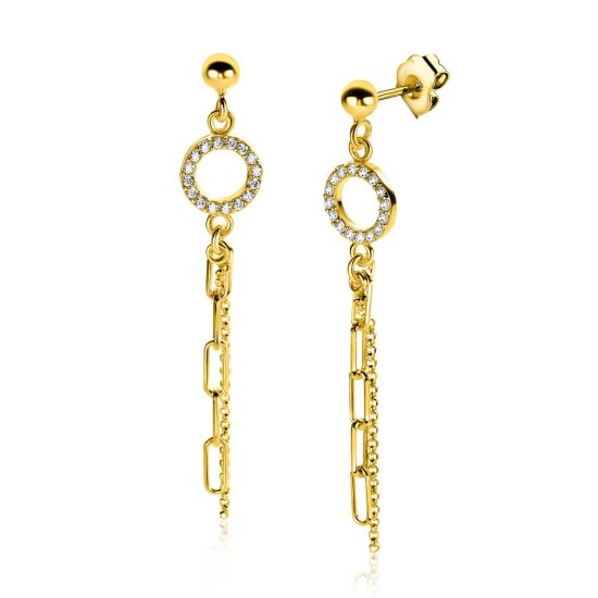 Zilveren oorhangers geel verguld ZIO2464Y