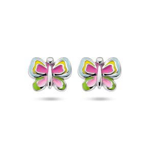 Zilveren oorstekers vlinder multi color 1336088