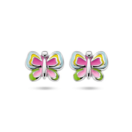 Zilveren oorstekers vlinder multi color 1336088