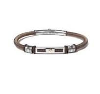 Br stalen armband bruin pvd en rose goud STAU07NL-M-19CM