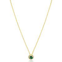 Zilveren collier geel verguld met zirkonia groen ZIC2697G