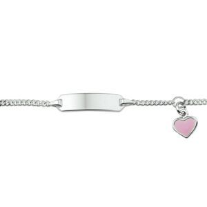Zilveren plaat armband met hartje roze 9-11cm 1329665