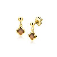 Zilveren oorstekers geel verguld met bruine steen ZIO2772