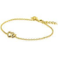 Zilveren armband geel verguld 2x hartje zirkonia ZIA2493Y