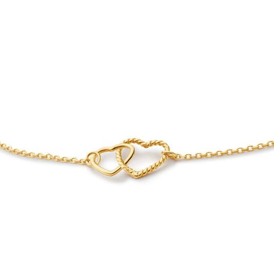 Gouden collier 2x hart Connected Love JKN25559
