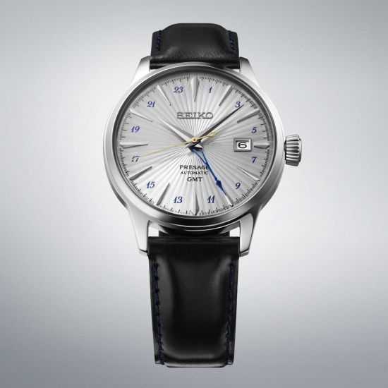 Seiko Presage GMT staal/leer SSK049J1