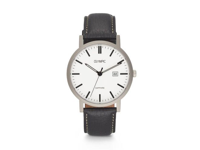Olympic horloge heren titanium met lerenband 40mm OL26HTL221