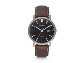 Olympic horloge heren titanium met lerenband 40mm OL26HTL222
