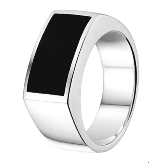 Zilveren ring onyx mt18.5 1019394