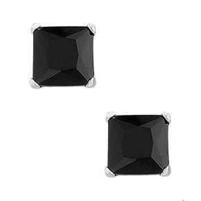 Zilveren oorsteker vk zwart 7mm 1313187